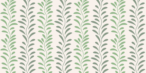 Poster - Vintage vector pattern with leaves, seamless repeat