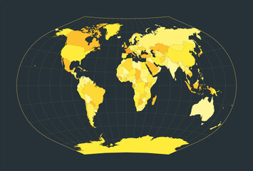 Poster - world map. ginzburg v projection. futuristic world illustration for your infographic. bright yellow 