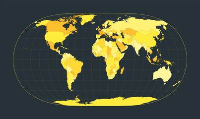 Poster - world map. natural earth ii projection. futuristic world illustration for your infographic. bright y