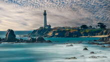 Long Exposure On The Coastline Of California Pigeon Point Lighthouse 