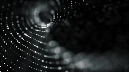 Fototapete - Digital background with movement of glowing particles. Complex technologies of big data. 3D rendering.