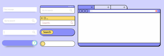 Fototapete - A simple flat browser window with a chat bubble template. Retro search bar. Search forms for websites. Vector illustration