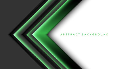 Fototapete - Abstract green arrow light shadow direction on dark grey metallic with white blank space design modern futuristic technology background vector