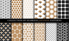 Japanese Asian Traditional Seamless Patterns Collection Set