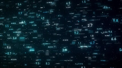 Poster - Big Data Digital Business Hitech Background/ 4k animation of an abstract wallpaper big data business digital technology background including connected lines and numbers matrix styled flowing with dept