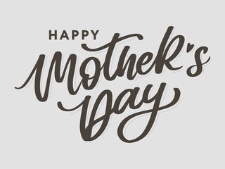 Sticker - Happy Mothers Day lettering. Handmade calligraphy vector illustration. Mother's day card with flowers