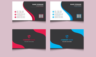 Wall Mural - Abstract personal new elegant minimal modern creative corporate clean professional horizontal unique blue and red professional business card template design for your company. 