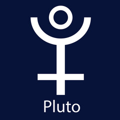 Astrological black flat symbol Pluto. Vector illustration.