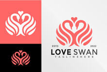 Love Swan Logo Design Vector Illustration Template