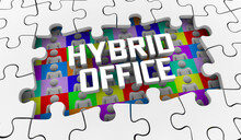 Hybrid Office Work Anywhere Anyplace New Employment Model Puzzle 3d Illustration