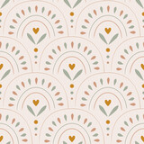 Fototapeta Boho - Light boho seamless pattern with arches. Vector background in modern bohemian style perfect for scrapbooking, textile, wrapping paper and stationery for kids and adults