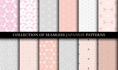 Wall Mural - Japanese Asian traditional seamless patterns collection set