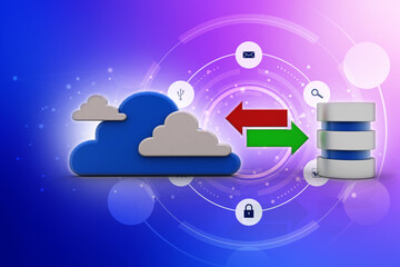 Poster - 3d rendering cloud database with transfering arrows
