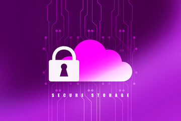 Wall Mural - 2d rendering Cloud computing, security
