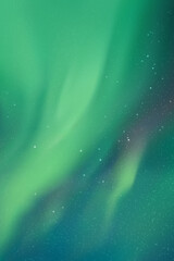 Sticker - Night starry sky. Green aurora borealis. Background with polar lights