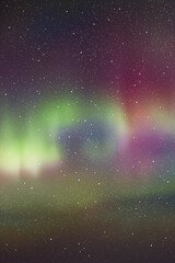 Sticker - Night starry sky and Northern lights. Purple green aurora borealis
