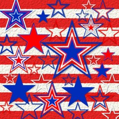 Abstract illustration in red, white and blue stars and stripes