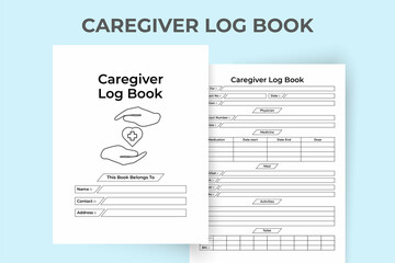 Poster - Caregiver KDP interior notebook template. Physician daily routine and patient information tracker template. KDP interior logbook. Caretaker doctor's daily routine and patient meal tracker interior.