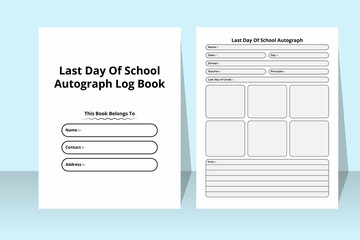 Poster - Last day of school, autograph tracker KDP interior. Student's or teacher's autograph collection notebook template. KDP interior journal. School last day celebration info tracker interior.