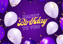 Purple Happy Birthday Greeting Card, 100% Fully Customizable