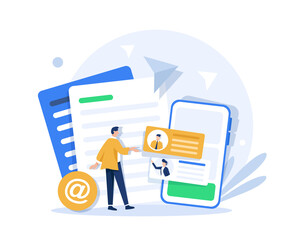 Poster - email and messaging,email marketing campaign,working process, new email message,flat design icon vec