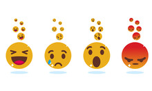 Yellow Smileys With Emotions On Their Faces Joy, Sadness, Surprise, Anger Eps10