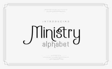 Sticker - Classic typography elegant. Vintage Stylish Typeface. Alphabet and numbering  uppercase. Vector illustration word.