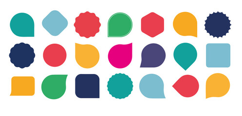 set of vector starburst, sunburst badges. multicolor itzons on vgite batskrogrund. simple flat style