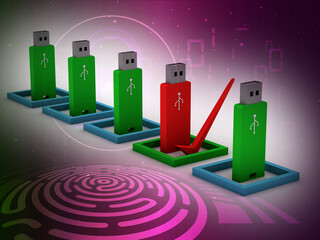 Poster - 3d illustration pendrive check mark list