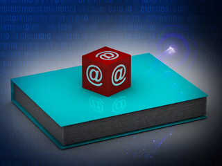 Poster - 3d rendering at the rate sign block on book with digital background