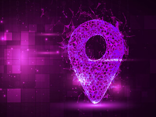 Fototapete - 3d rendering Red map pointer
