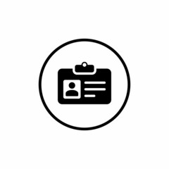 Poster - Name Tag, Badge, ID Card Icon Vector in Line Circle