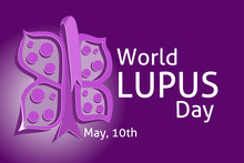 World Lupus Day 3d Purple Butterfly And Ribbon Logo