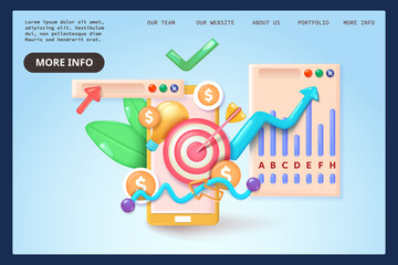 Wall Mural - online marketing, financial report chart, data analysis.