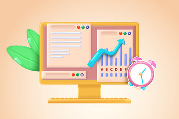Wall Mural - online marketing, financial report chart, data analysis.