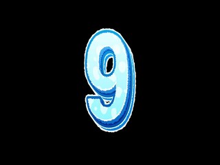 Poster - top ten countdown, 3d ice blue numbers from 10 to 1, numbers appears on black background
