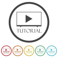 Wall Mural - Video tutorial icon. Set icons colorful