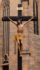 the crucifixion - jesus on the cross at the dome in erfurt. thuringia. germany