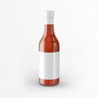 Blank empty glass hot sauce ketchup bottle packaging branding template on isolated background