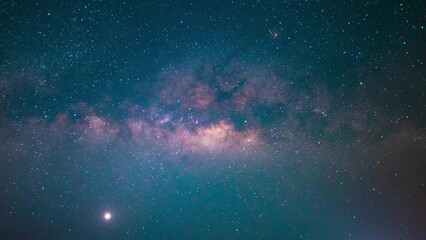 milky way galaxy exploration through outer space towards glowing milky way galaxy. 4k looping animat