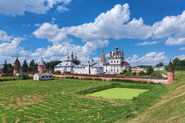 Wall Mural - Yuryev-Polsky, Russia. Archangel Michael Monastery inside the earth ramparts of the former town's kremlin. The town was founded in 1152. The monastery was founded in the 13th century.