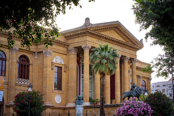 Wall Mural - Teatro Massimo, famous opera house and one of the largest theaters in Europe, in Verdi square in Palermo, Sicily.
