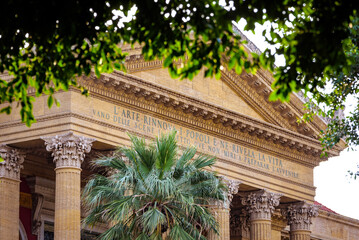 Wall Mural - Teatro Massimo, famous opera house and one of the largest theaters in Europe, in Verdi square in Palermo, Sicily.
