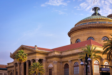 Wall Mural - Teatro Massimo, famous opera house and one of the largest theaters in Europe, in Verdi square in Palermo, Sicily.
