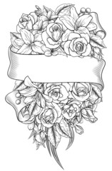 Sticker - Flowers Floral Rose Bouquet Scroll Funeral Wedding