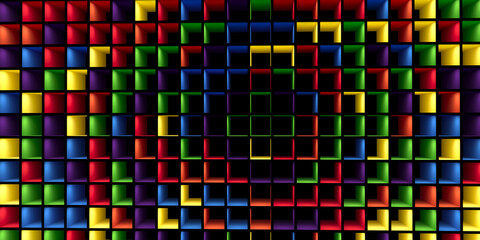 Poster - Texture and background of multi-colored volumetric figures. Design For smartphone.
