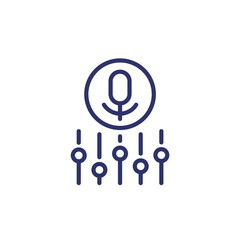 Poster - microphone settings line icon on white