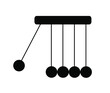 Newtons cradle symbol vector silhouette illustration isolated on white background. Newtons cradle physics concept for action and reaction or cause and effect. Balancing pendulum of metal balls. 