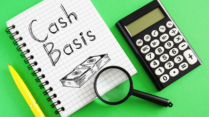 Wall Mural - Cash Basis is shown using the text and photo of calculator