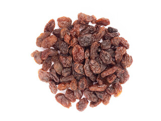 Wall Mural - Bunch of Raisin isolated on white background. Macro. Flat lay
